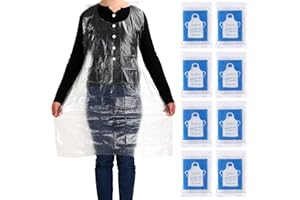 JULMELON Disposable Aprons Clear Plastic Aprons Disposable Adults Painting Aprons Disposable Smocks