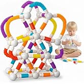 ROHSCE Flexible Magnetic Tubes for Kids, 66 PCS STEM Learning Builder Set | Flexible Magnetic Building Sticks, Build Snap &amp; Shape Creative Structures, Sensory Learning Gift for Kids