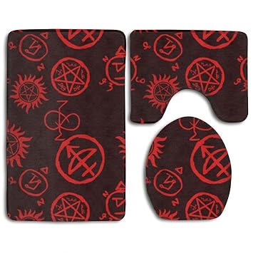Redbeans Supernatural Symbole Rot 3 Tlg Soft Bad Teppich Set Inkl