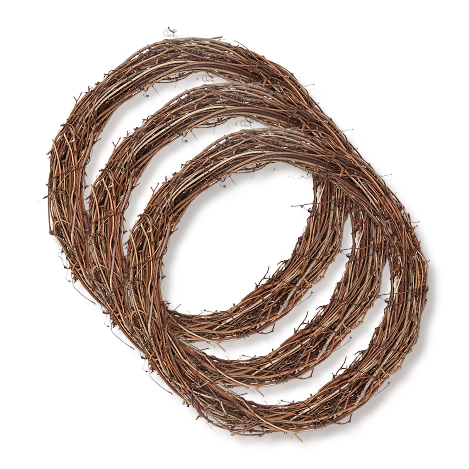 3Pcs Natural Grapevine Wreath - 30cm Round Garland Rattan Branch Garlands, Christmas Garland Halloween Rattan Garland DIY Crafts Garden Home Party Decorations
