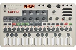 Sonicware Liven Lofi-12 [Lo-fi Groovebox & Sampler] Retro sampling with 12bit Sampler mode, 4-track step sequencer, 10 voices, 12 Track Effects + 9 Master Effect, Battery-powered, Built-in speaker