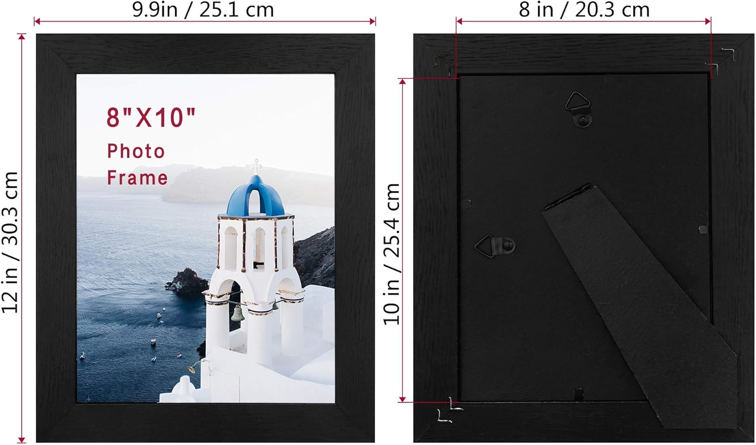 8x10 Black Picture Frame, Photo Frames for Wall Tabletop Display, Ready to Hang, Home Decoration -