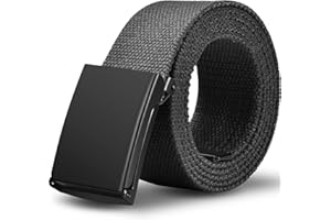 LXMY Mens Belt,Work Belts for Men,Mens Holeless Adjustable Canvas Web Cloth Fabric Belts,Black Casual Dress Business Belt