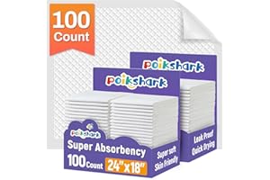 POIKSHARK 100 Pack Disposable Changing Pads for Baby [24" x 18"] Super Absorbency Disposable Underpads Large Bed Pads Absorbent Fluff Protective Table Pads Disposable Diaper Changing Pads, Leakproof