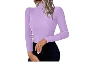 2025 Women's Turtleneck Shirts Ribbed Pullover Sweater Long Sleeves Tops Midweight Thermal Underwear Blouse