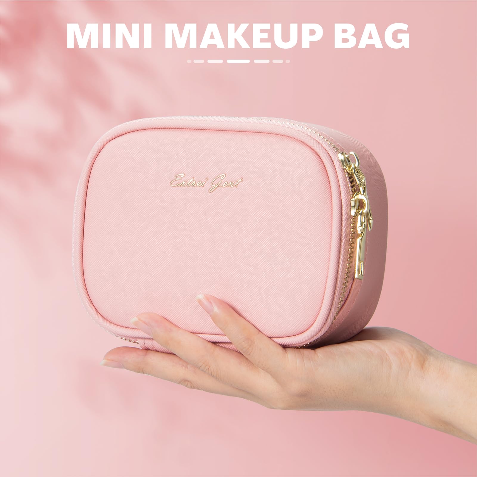 Extrei Gent Small Makeup Bag Travel Train Case with Mirror and Light Mini Travel Make up for Women Train Case Cosmetic Organizer 3 Adjustable Brightness Toiletry Bag Portable Artist Storage