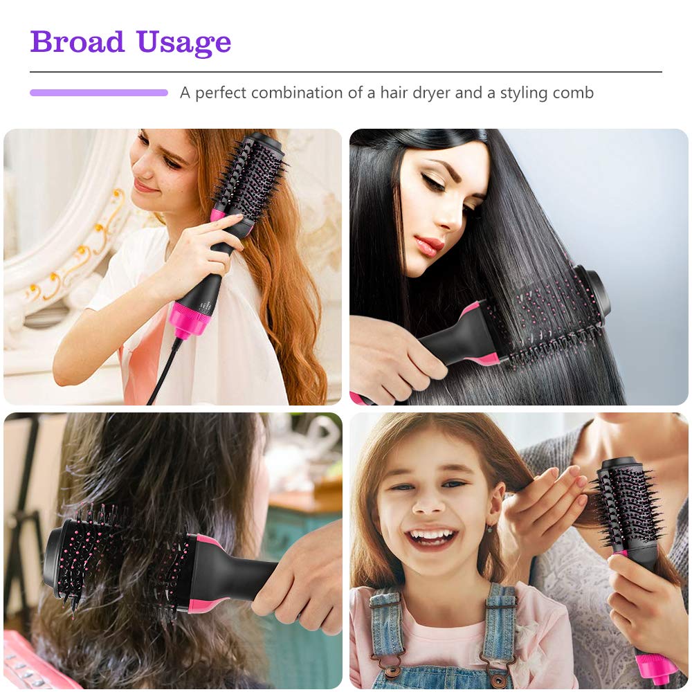 Hair Dryer Brush，Flymall One Step Hair Dryer & Volumizer Hot Air Brush 3-IN-1 negative ion Straightening, Curling, Fast Drying for Hair Styling, Reducing Frizz (black)