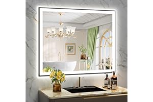 YEELAIT 40x32 Inch LED Bathroom Mirror with Lights (Front Lit and Backlit) Black Framed Lighted Vanity Mirror for Bathroom Wall Dimmable Anti-Fog Memory Shatter-Proof Horizontal/Vertical