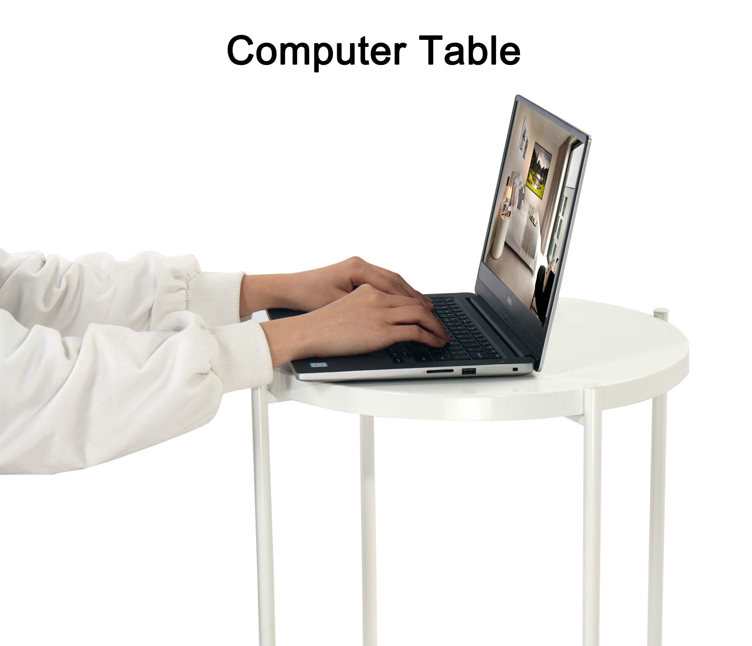 Tray Metal End Table Side Table Round Tray Removable Tray Outdoor & Indoor Drink Snack Coffee Table Telephone Table