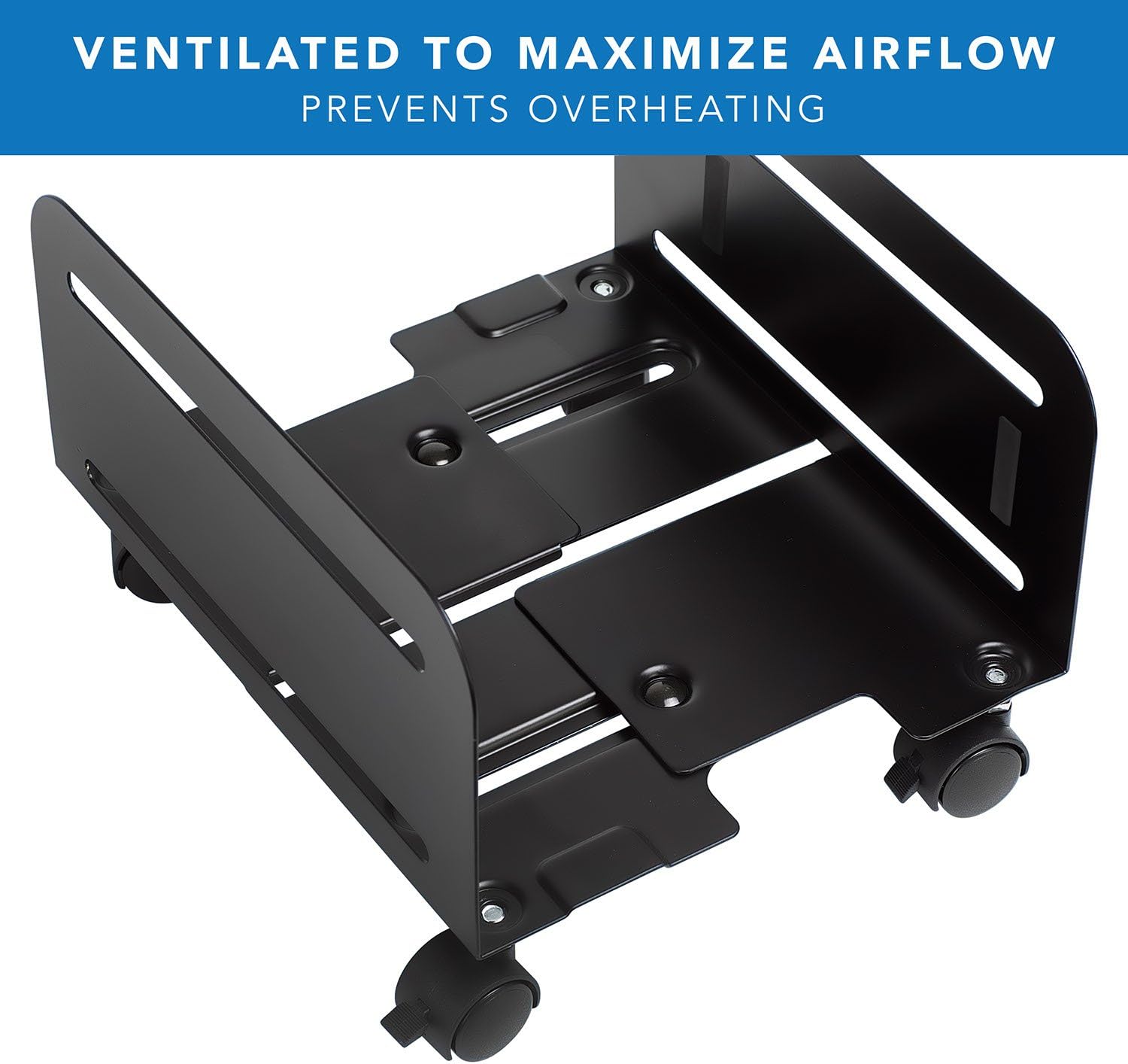 Mount-It! Rolling CPU Stand with Wheels, Heavy Duty Desktop Computer Tower Cart with Ventilation and Adjustable Width from 4.87 to 8.5 Inches, Steel : Office Products