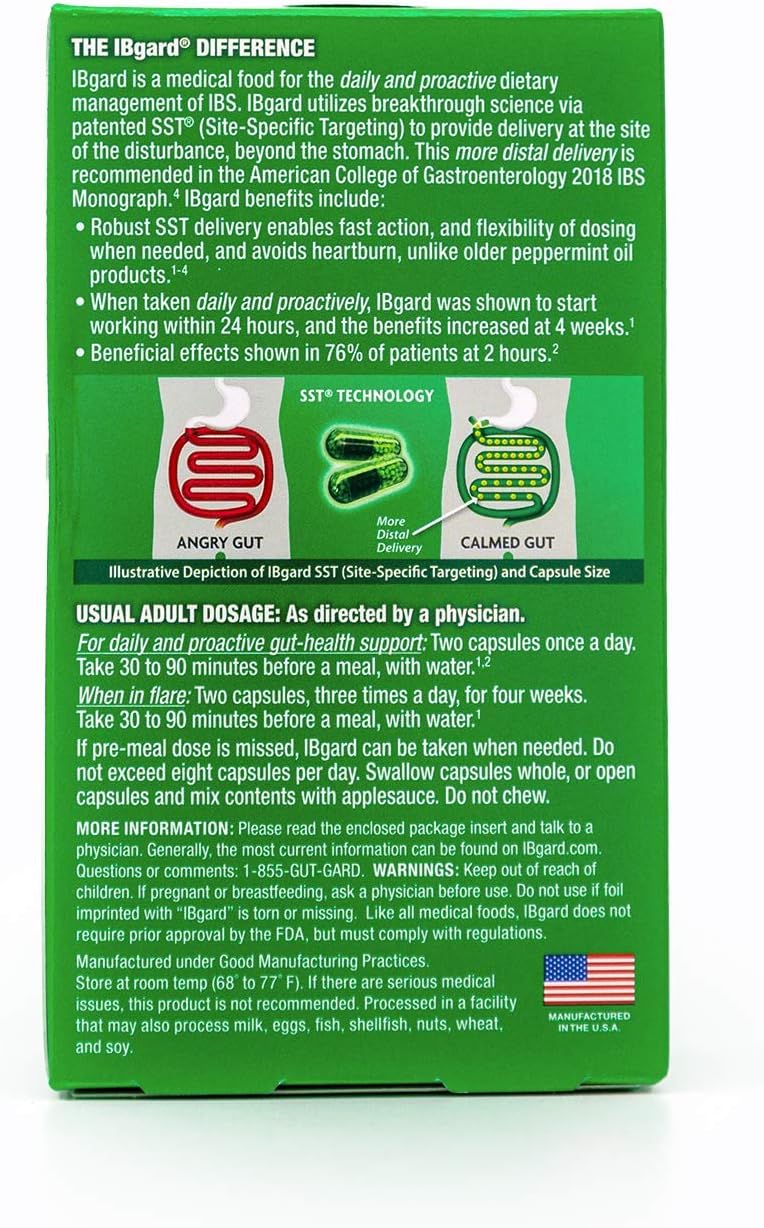 IBgard® for The Dietary Management of Irritable Bowel Syndrome (IBS) Symptoms Including, Abdominal Pain, Bloating, Diarrhea, Constipation†*, 48 Capsules: Health & Personal Care