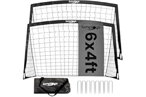 JumpJoys Kids Soccer Goal for Backyard| 6x4 ft Portable Pop Up Soccer Goal Kids Soccer Net | Practice Soccer Net in Multiple Colors | Single Net, Set of Two, Double with Accessories