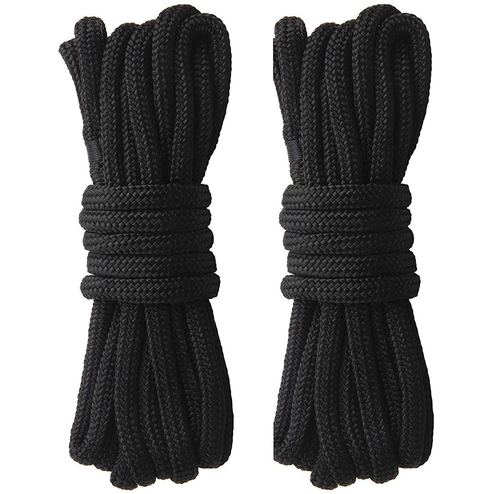 JSHANMEI Dock Lines Rope-2pack 16.5FT Double Braided Boat Docking Lines Mooring Lines with 12inch Eyelet Anchor Line Boat Equipment(Dia:3/8"-2pcs)