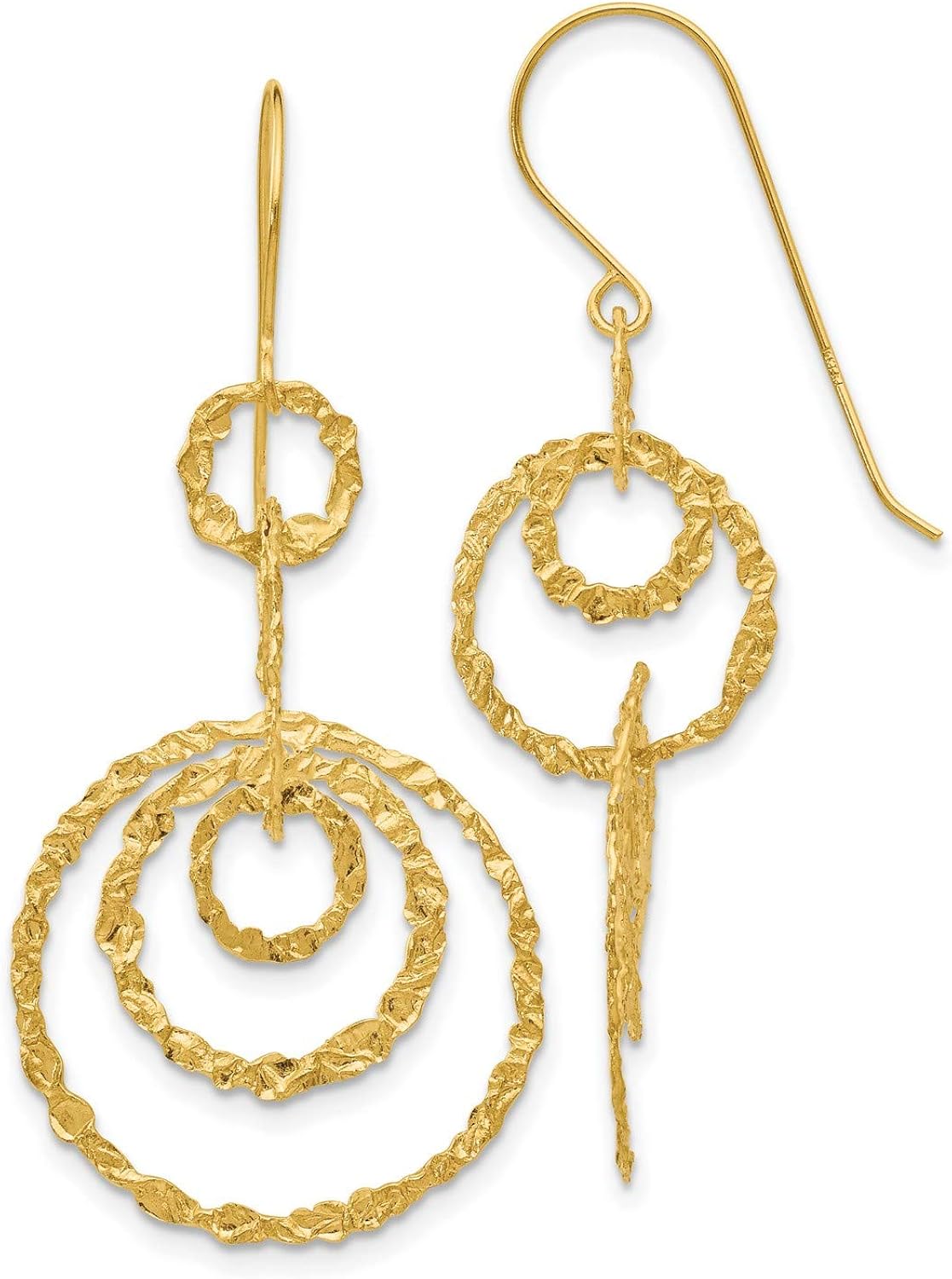 14k Yellow Gold Dangle Circles Earrings 42x19 mm Jewelry