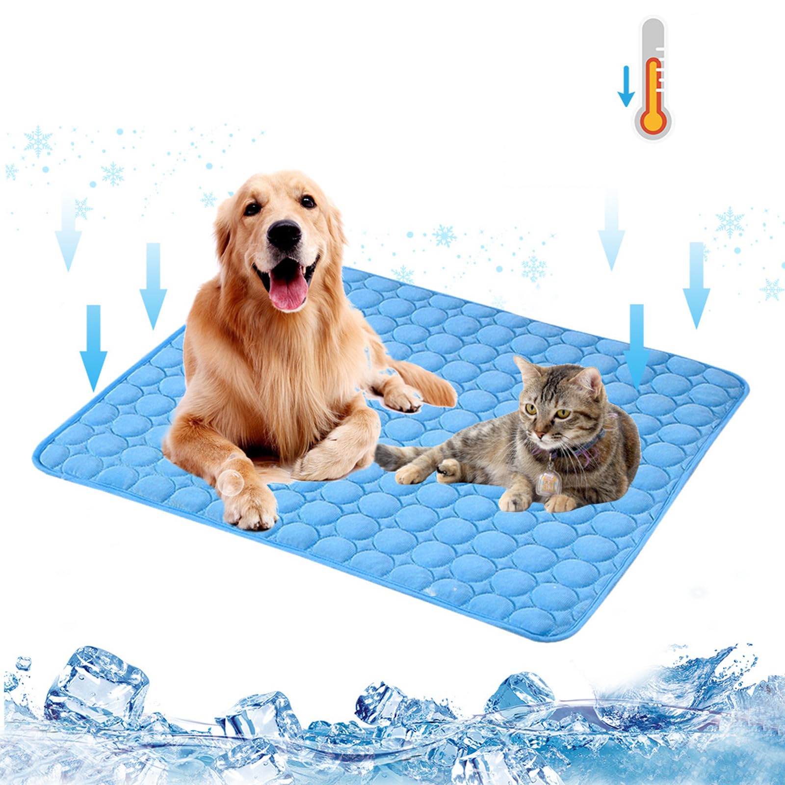 KASESSS Dog Cooling Mat Self Cooling Mat for Dogs in Hot Summer Self Coolings Pad Washable Pet cooling mat for Small and Medium Cats Dogs(Blue, L- 55 x 75cm)