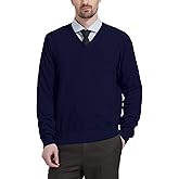 Kallspin Men's Wool Blend V-Neck Sweater Relax Fit Knit Pullover for Fall Winter