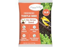 Happy Wings Nyjer/Thistle Seeds Wild Bird Food - 5 Pounds I No Grow Seed I Bird Seed for Wild Birds