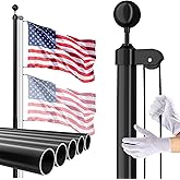 Flag Pole for Outside House, 30 FT Heavy Duty 45K PSI & 95 HBW Hard Aerospace Aluminum Flagpole Kit, Unbending Outdoor In-Ground Flag Poles with 3x5 American Flag for Yard, Residential or Commercial