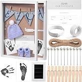Novabright 26 Pcs 11x14 Inch Baby Shadow Box Keepsake Frame Baby Kit Box | Large Newborn Keepsake DIY Box with Handprint Footprint Ink Pad Birth Certificate Card Nursery Decor Baby Shower Mom Dad Gift