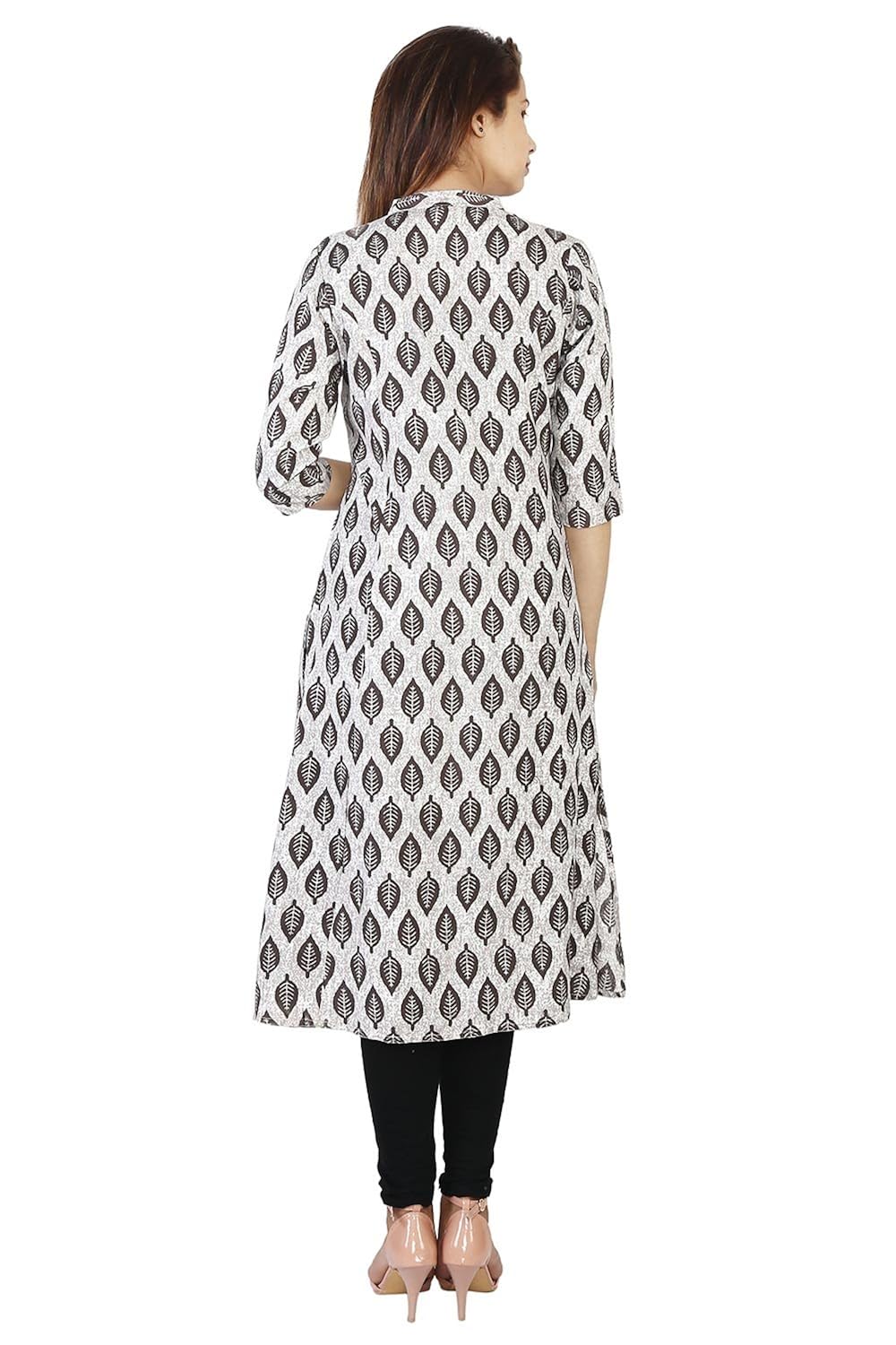 bright cotton women's rayon a-line printed kurta (white)