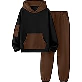 Boiltcat Boys Clothes Long Sleeve Solid Kangaroo Pocket Hoodie Top and Pants Fall Winter 2 Piece Outfits Set 6-12T