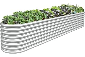 FRIZIONE 10FT(L)×2FT(W)×2FT(H) Galvanized Raised Garden Bed Outdoor, 12 in 1 Adjustable Metal Raised Garden Beds for Flower, Raised Planter Box Outdoor for Herb, Vegetable