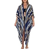 SHU-SHI Plus Size Kimono Cardigans For Women Tie Dye Swimsuit Oversized Beach Cover Ups