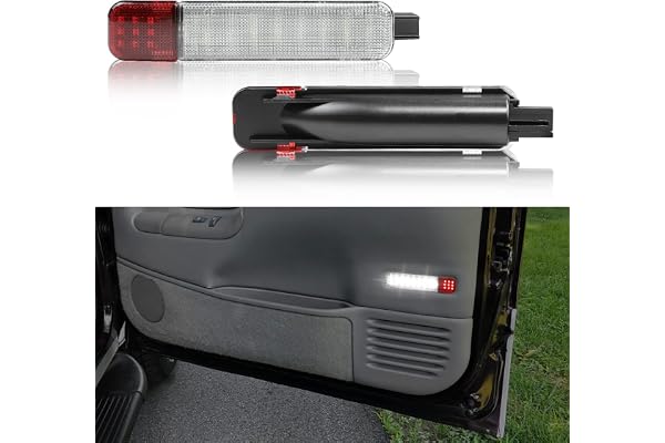 LED Side Door Panel Light Courtesy Reflector Warning Light Lamp White/Red Assembly Compatible with 1999-2006 Silverado/Sierra