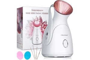 Facial Steamer, Amconsure Nano Ionic Face Steamer for Home, 100ML Warm Mist Humidifier for Women Moisturizing, Unclogs Pores-