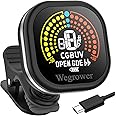 Wegrower Guitar Tuner Rechargeable, Clip On Tuner with LCD Color Display with Guitar, Ukulele, Violin and Chromatic Tuning Mo