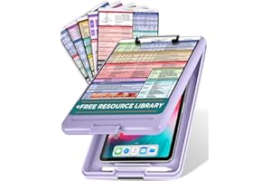 Tribe RN Ultimate Nursing Clipboard Set - 6 Vibrant Color-Coded Clinical Reference Sheets - Excellent Durability & Water-Resistant for Everyday Use (Purple)