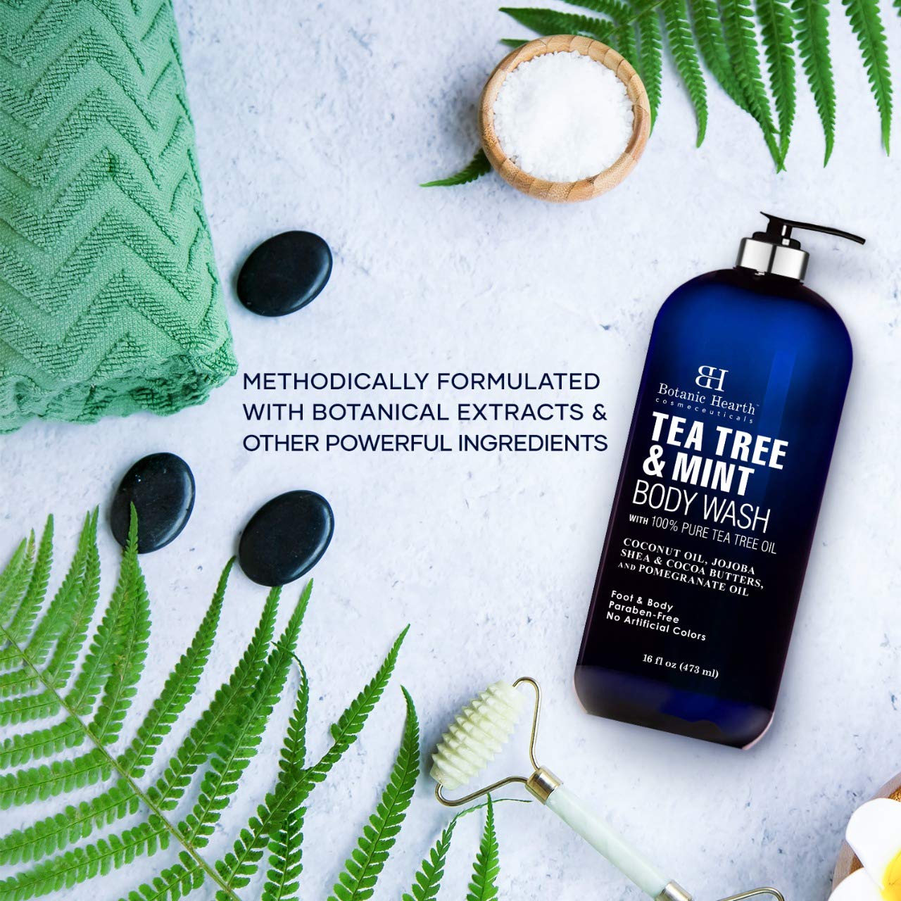 BOTANIC HEARTH Tea Tree Oil Body Wash with Mint - Paraben Free, Helps Fight Body Odor, AthleteÍs Foot, Jock Itch, Skin Irritations - Shower Gel Soap - Women & Men - (Packaging May Vary) 16 fl oz : Beauty