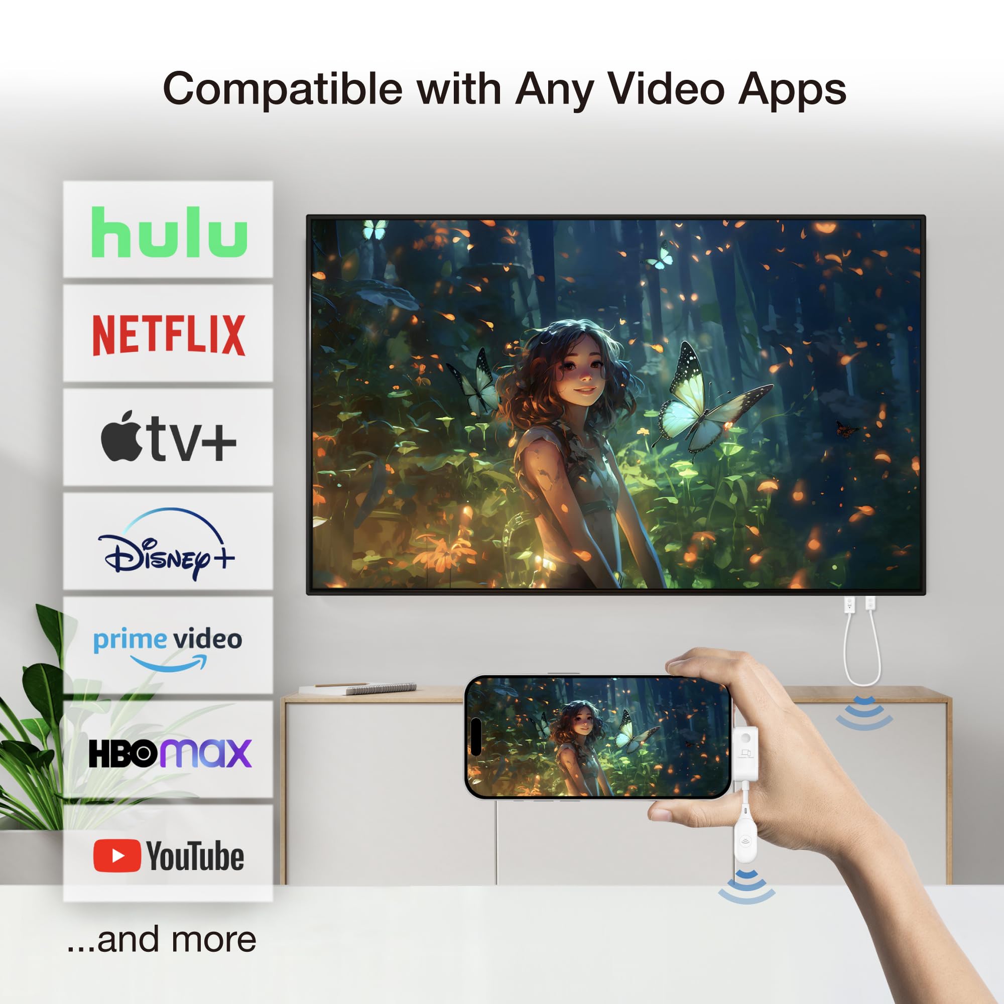 EZCast Compact Mate Wireless HDMI Transmitter and Receiver, Plug and Play, 1080p/60 Video Audio Projecting for Phone, Tablet, Laptop to HDTV, Screen Mirror (USB-C to HDMI Transmitter and Receiver)