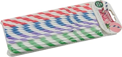 apollo The Housewares Brand Flexi Paper Straws Stripe pk40