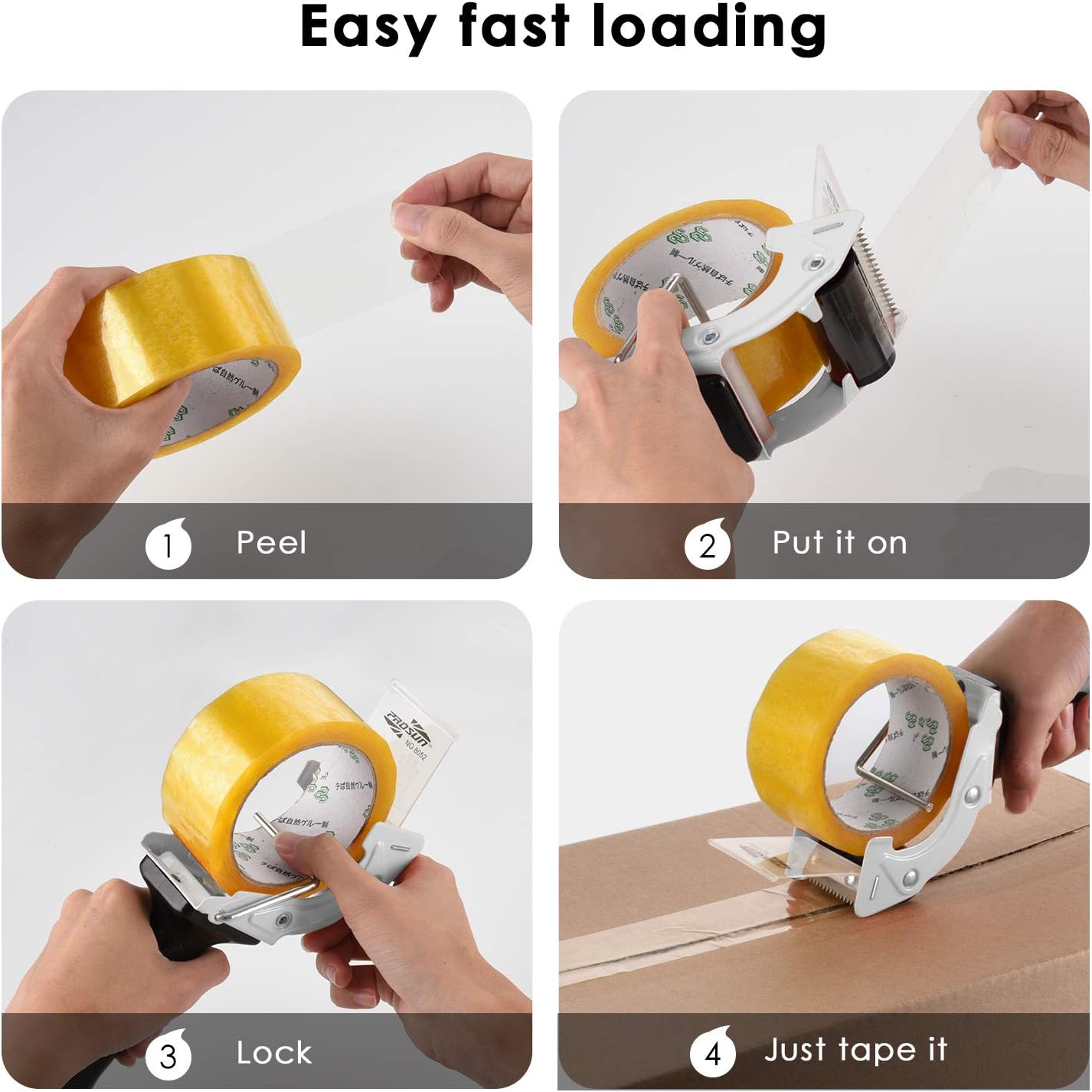 PROSUN Fast Reload 2 Inch Tape Gun Dispenser Packing Packaging Sealing Cutter White : Office Products