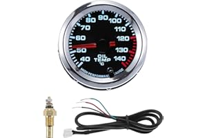 HOPESPANNER Oil Temp Temperature Gauge Meter Kit Chrome Plating Engine Temp Gauge 2" 52mm Colorful 40Degrees Celsius-140Degre