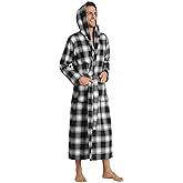 Latuza Men's Cotton Flannel Robe Long Hooded Bathrobe