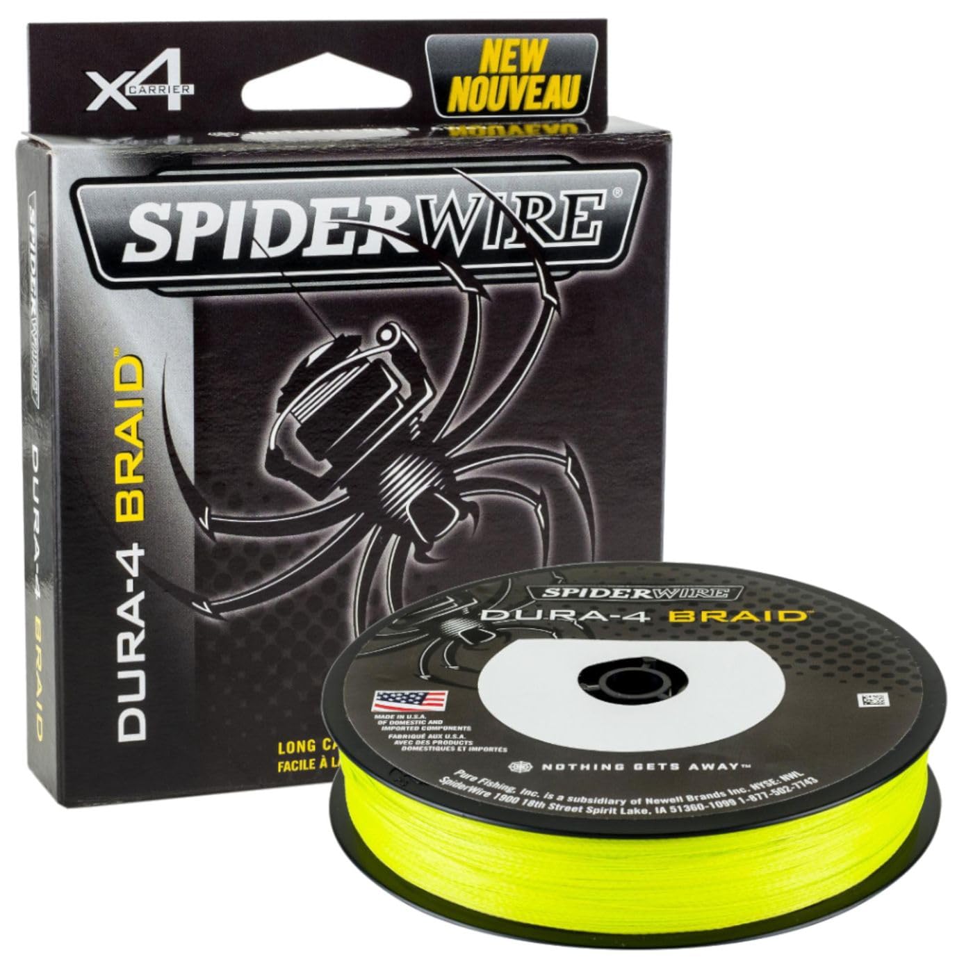 SpiderWire Dura 4, Fishing Line, Superline, , Predator Fishing, Pike, Perch, Zander, Trout, Unisex, Yellow, 0.25mm | 23.3kg | 51lb | 300yd