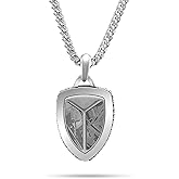 RTZN® Meteorite Necklace for Men – Premium Meteorite Mens Dog Tag Pendant Necklaces with Silver Stainless Steel Chain 22" Inch + 2" Extension