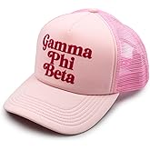 Sorority Shop Gamma Phi Beta Baseball Cap - Mesh Trucker-Style Hat, Padded Front Panel and Snap Closure, Gamma Phi Beta Gifts for Women Pink