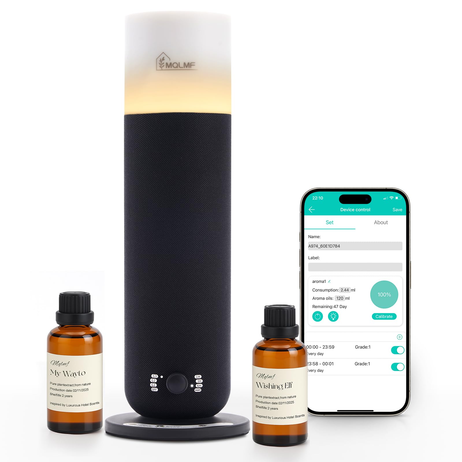 Photo 1 of MQLMF Hotel Collection Diffuser Machine,Fabric-Wrapped Design,Candlelight Atmosphere Lamp,1000 Sq Ft,Waterless Essential Oil Diffuser,Hotel Scent Diffuser,Scent Air Machine for Home - Weave Black