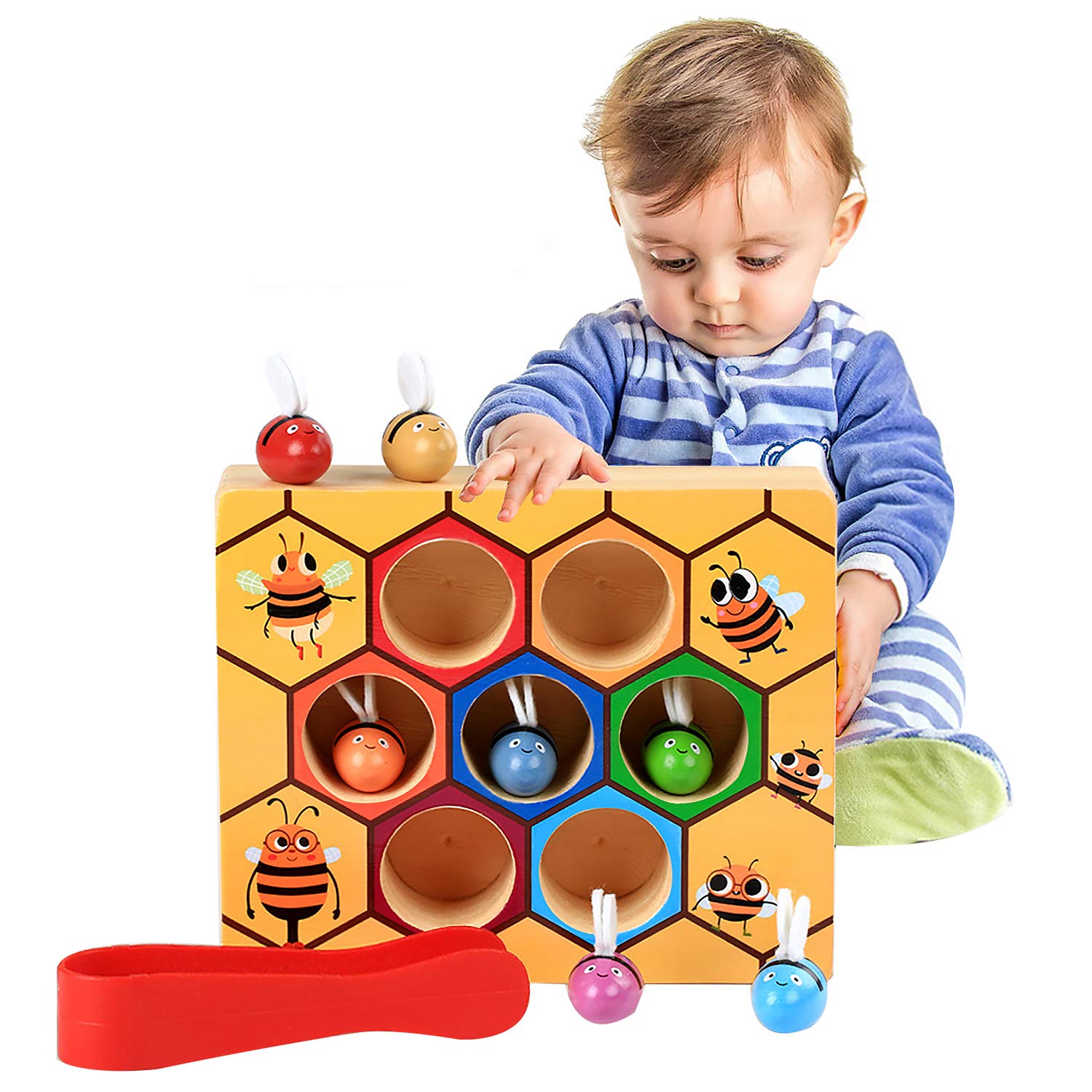 Fansport Toddler Baby Bee Hive Preschool Wooden Toys,Bee Toy,Motor Skills Toys for Toddlers for Baby Early Educational Toddler Montessori Game Motor Skills Toy