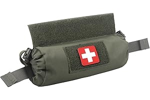 WYNEX Tactical First Aid Drop Dump Pouch, Medical Trauma Roll Up Drop Pouch EMT IFAK Sub Abdominal Carrying Bag with Hook-N-Loop for Chest Rig Vest