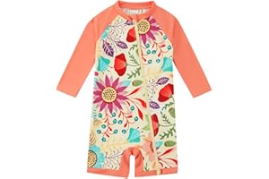 1strunandup Baby Boy/Girl Swimsuit Full Zip UPF 50+ Sun Protection One Piece Sunsuit Long Sleeve Swimwear 3-36 Months