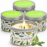 4 Pack Sage Candles, White Sage Candle with Crystal Healing Stones for Cleansing House Negative Energy Smudge Kit, Natural Soy Wax Aromatherapy Candles Gift Set Spiritual Meditation Housewarming Gifts