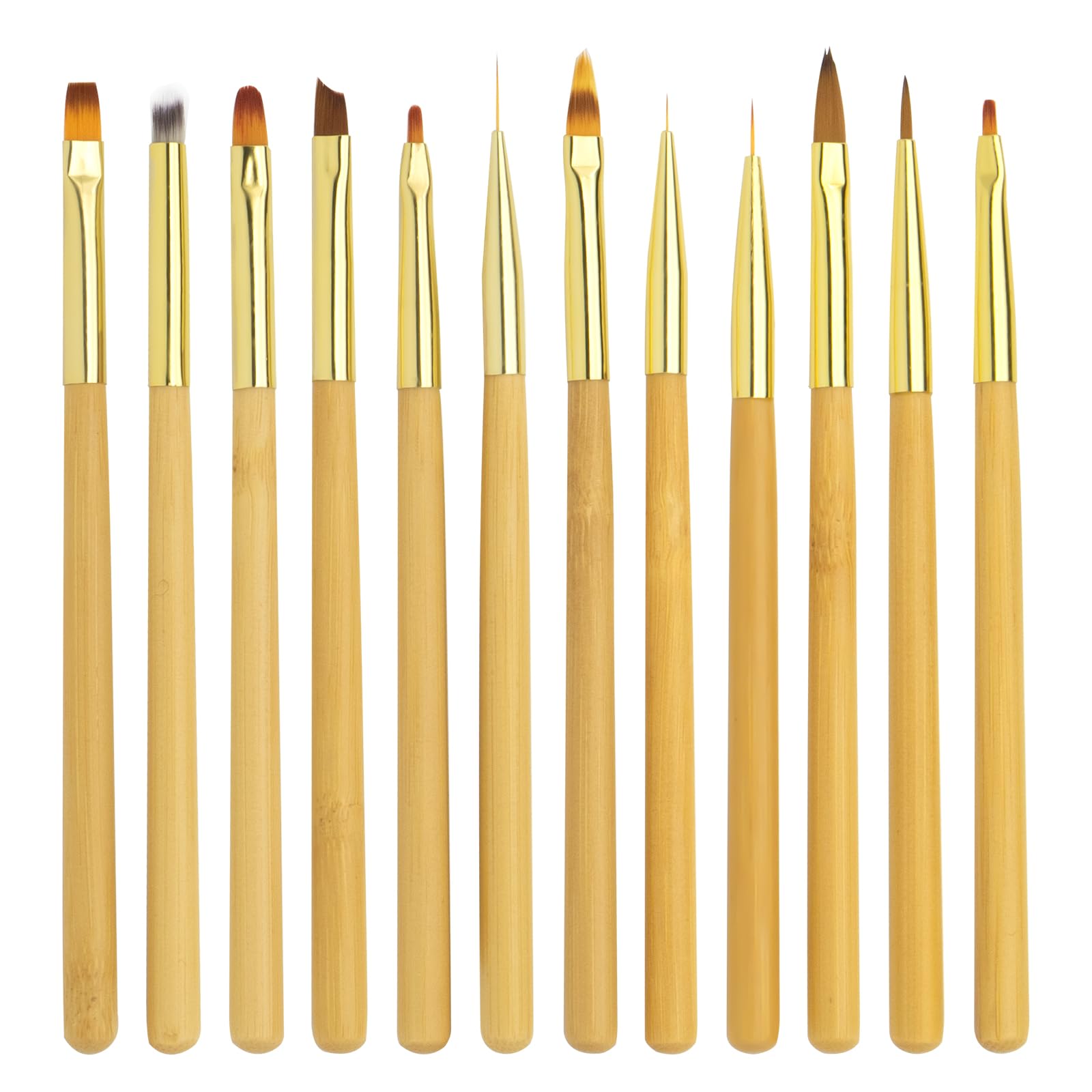 12PCS Nail Art Brushes Set for Gel Nail with Ombre and French Tip Pen, LEA-SHALL Ombre/Liner/French/Flat/Round/Acrylic/3D UV Builder Nail Painting Pen Kit Fine Brush DIY Home Professional Design