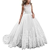 Princess Lilac Long Girls Pageant Dresses Kids Prom Puffy Tulle Ball Gown