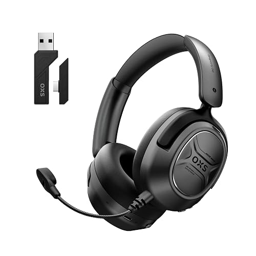 OXS Storm A2 Wireless Gaming Headset, Active Noise Cancellation, Over Ear Headphone with Mic, Bluetooth 5.4 & 2.4GHz Low Latency, Dual EQ Modes, 70H Playtime, for PC, Switch, PS4, PS5, Mobile, Black