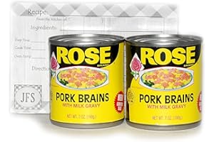 JFS GROCERY Rose Pork Brains, 2-7oz Cans Bundled with a JFS Recipe Card (Pack of 2)