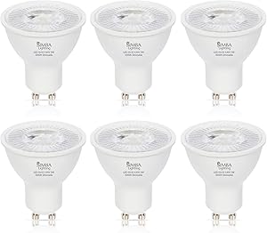 Simba Lighting LED GU10 5W Dimmable Spot Light Bulb (6 Pack) Halogen 50W Replacement MR16 Shape for Accent, Recessed, Track Lighting, 38° Beam Angle, 120V, Twist-N-Lock Bipin Base, 5000K Daylight